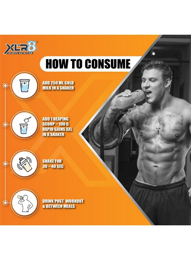 XLR8 Rapid Gains Xxl High Protein And High Calorie Formula For Mass And Weight Gain With Performance Boosting Ayurvedic Herbs And Essential Vitamins, Four Protein Source- (Kesar Badam - 6 Lbs.) - Image 4