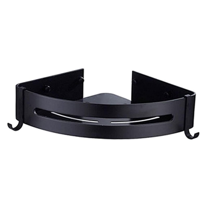 GOMNIK Bathroom Shelf Shower Corner Basket Wall Mounted | Triangle Storage Rack Organizer for Shampoo, Soap | Rustproof Black Stainless Steel | Pack of 1 - Image 4