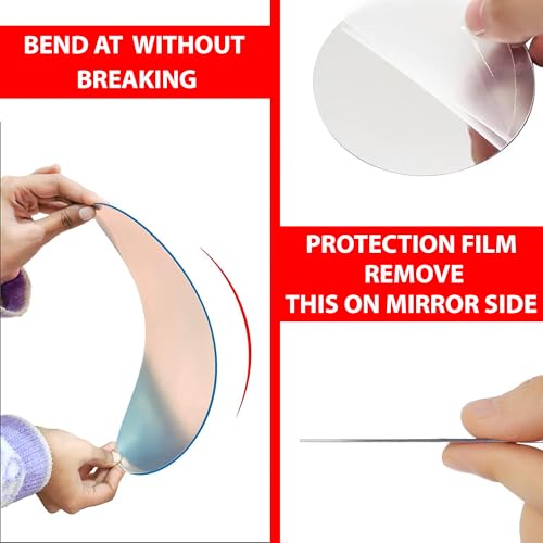 True Flair Silver Acrylic Mirror for Art and Craft Purpose Painting | Round Circle Mirror for Lippan Art, and Many More | 5 Inch X 5 Inch Pack of 4 - Image 3