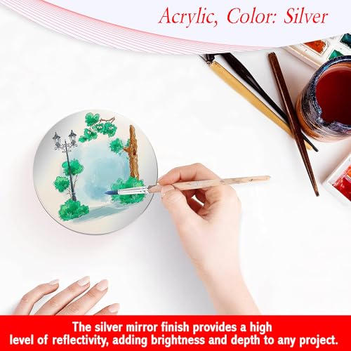 True Flair Silver Acrylic Mirror for Art and Craft Purpose Painting | Round Circle Mirror for Lippan Art, and Many More | 5 Inch X 5 Inch Pack of 4 - Image 2