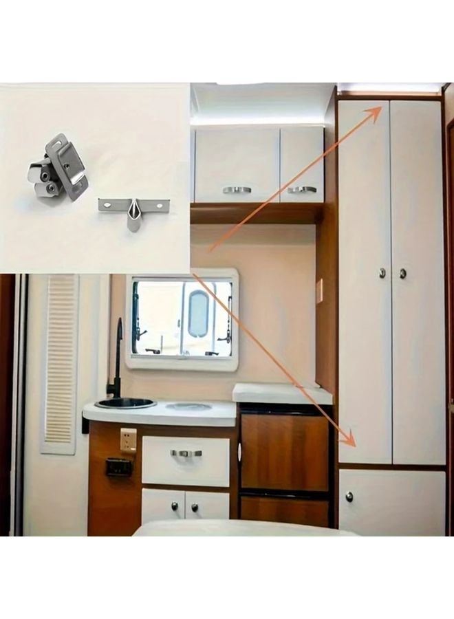 6 قطع من مجموعة مزلاج معدني قديم مزدوج الأسطوانات فضي للأثاث الخشبي الثقيل - Image 3