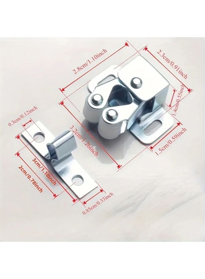 6 قطع من مجموعة مزلاج معدني قديم مزدوج الأسطوانات فضي للأثاث الخشبي الثقيل - Image 4