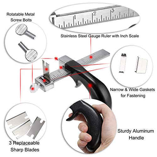 OwnMy Leather Cutting Tool Leather Strap Cutter with Aluminium Handle, Stainless Steel Gauge Leathers Strip Belt Cutter Tools with Accessory for DIY Leathercrafts - Image 3