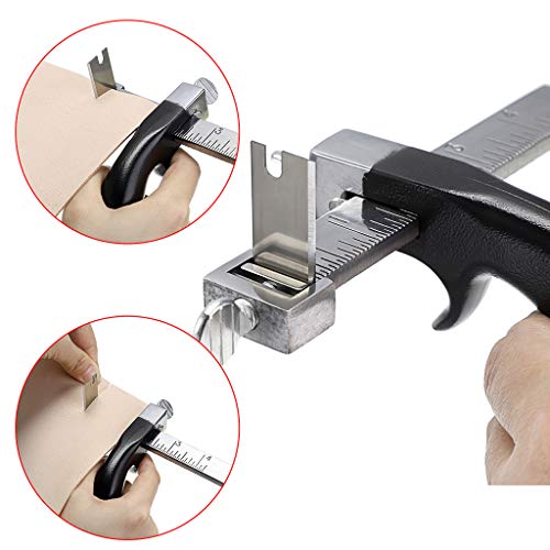 OwnMy Leather Cutting Tool Leather Strap Cutter with Aluminium Handle, Stainless Steel Gauge Leathers Strip Belt Cutter Tools with Accessory for DIY Leathercrafts - Image 4