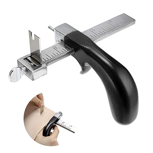OwnMy Leather Cutting Tool Leather Strap Cutter with Aluminium Handle, Stainless Steel Gauge Leathers Strip Belt Cutter Tools with Accessory for DIY Leathercrafts - Image 1