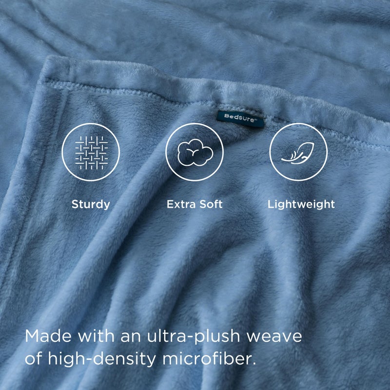 Bedsure GentleSoft Soft Lightweight Plush Fleece Blanket Large King Size (275 cm x 230 cm), Microfiber, Washed Blue color - Image 3