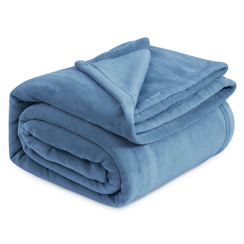 Bedsure GentleSoft Soft Lightweight Plush Fleece Blanket Large King Size (275 cm x 230 cm), Microfiber, Washed Blue color - Image 1