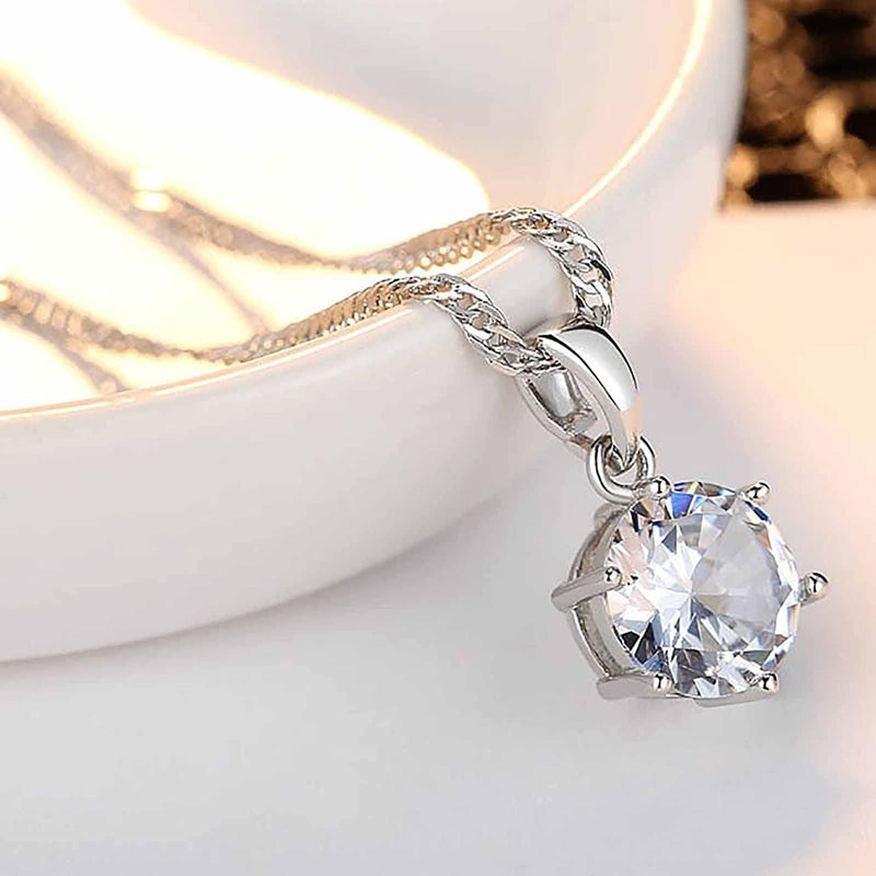 LinJie 5-Piece 6Claw Zircon Jewelry Set - Pendant, Necklace, Earrings, Ring, Bracelet for Women and Girls - Image 2