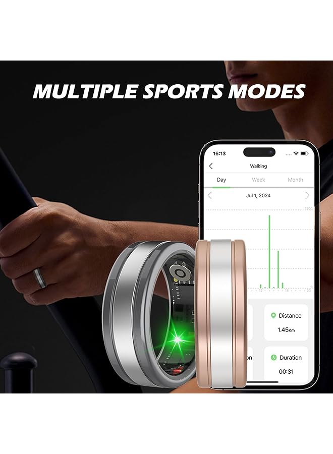 KASTWAVE Smart Ring 19.9 MM IP68 Waterproof Sports Ring Fitness Tracking Ring with Heart Rate Monitor Step Counter Blood Oxygen Monitor Sleep Tracking Remote Photograph Short Video Control Black - Image 3