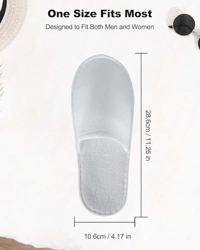YLAOSIOA Disposable Slippers for Guests - Men's US 10/Women's US 11 Medium - White Closed-Toe Cotton EVA Slip-Resistant Willow-Leaf Sole - Individually Wrapped Spa & Hotel House Slippers 6 Pairs - Image 4