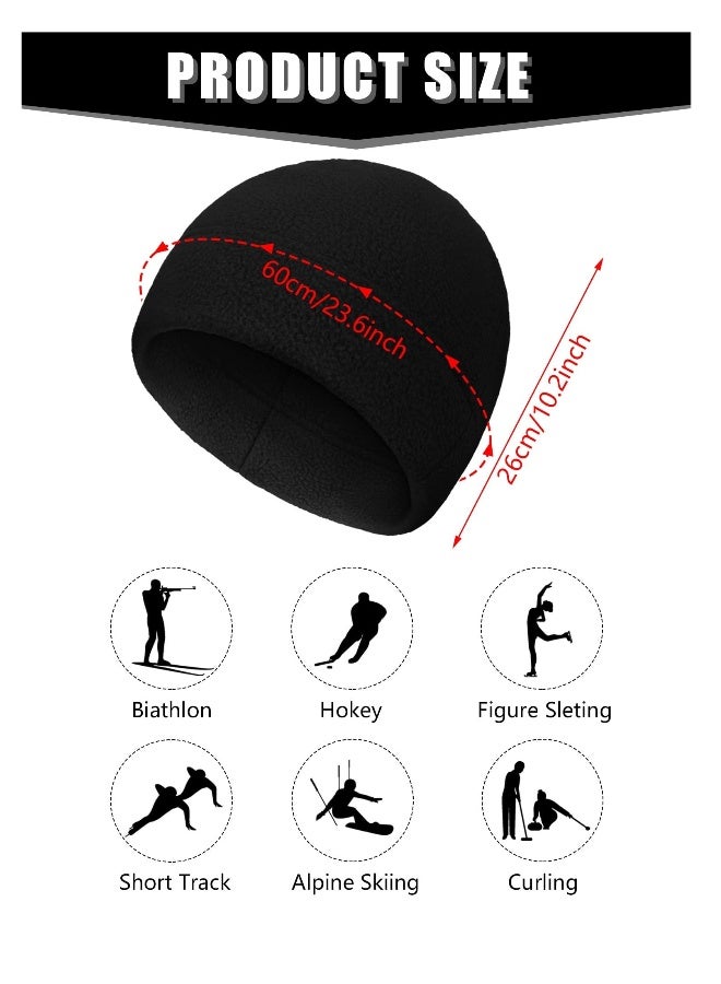 Generic 4 Pcs Skull Caps Winter Warm Watch Cap Soft Polar Fleece Beanie Hat Thick Windproof Outdoor Skull Cap for Men Women - Image 3