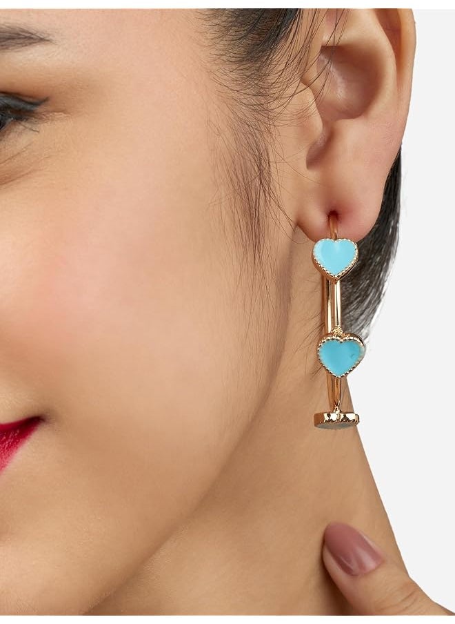 erorex - Set Of 2 Multicolor Butterflies And Hearts Enamel Contemporary Semi Hoop Studs Earrings For Women Zpfk17962 - Image 1