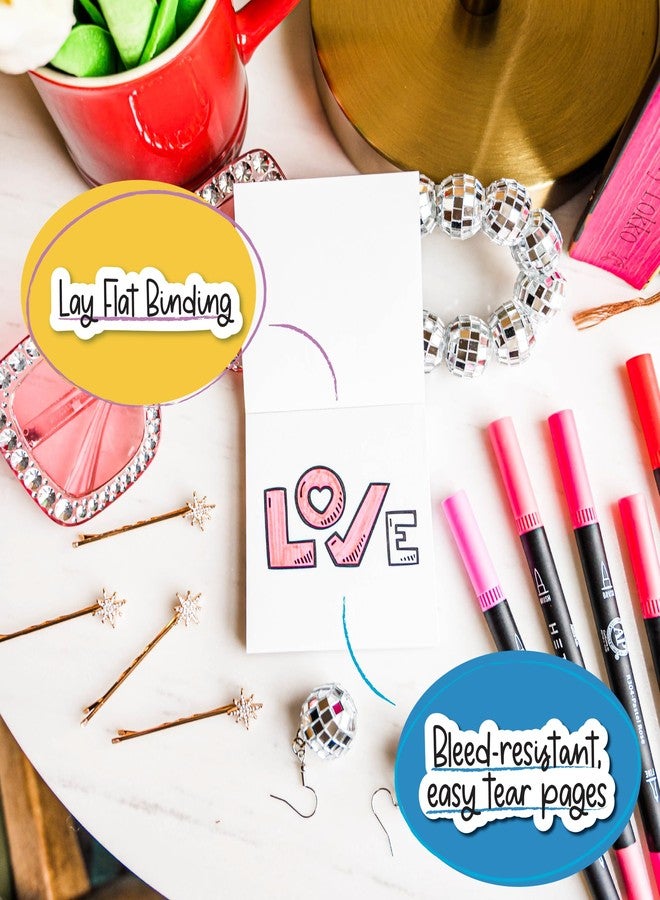 A Brighter Year The Original Adult Mini Coloring Book - XOXO Valentine Edition - 3” x 3” Pocket Size, 50 Pages, Lay Flat Binding, Thick Paper, No Bleeding - Stress/Anxiety Relief - Relaxation, Gift - Image 3