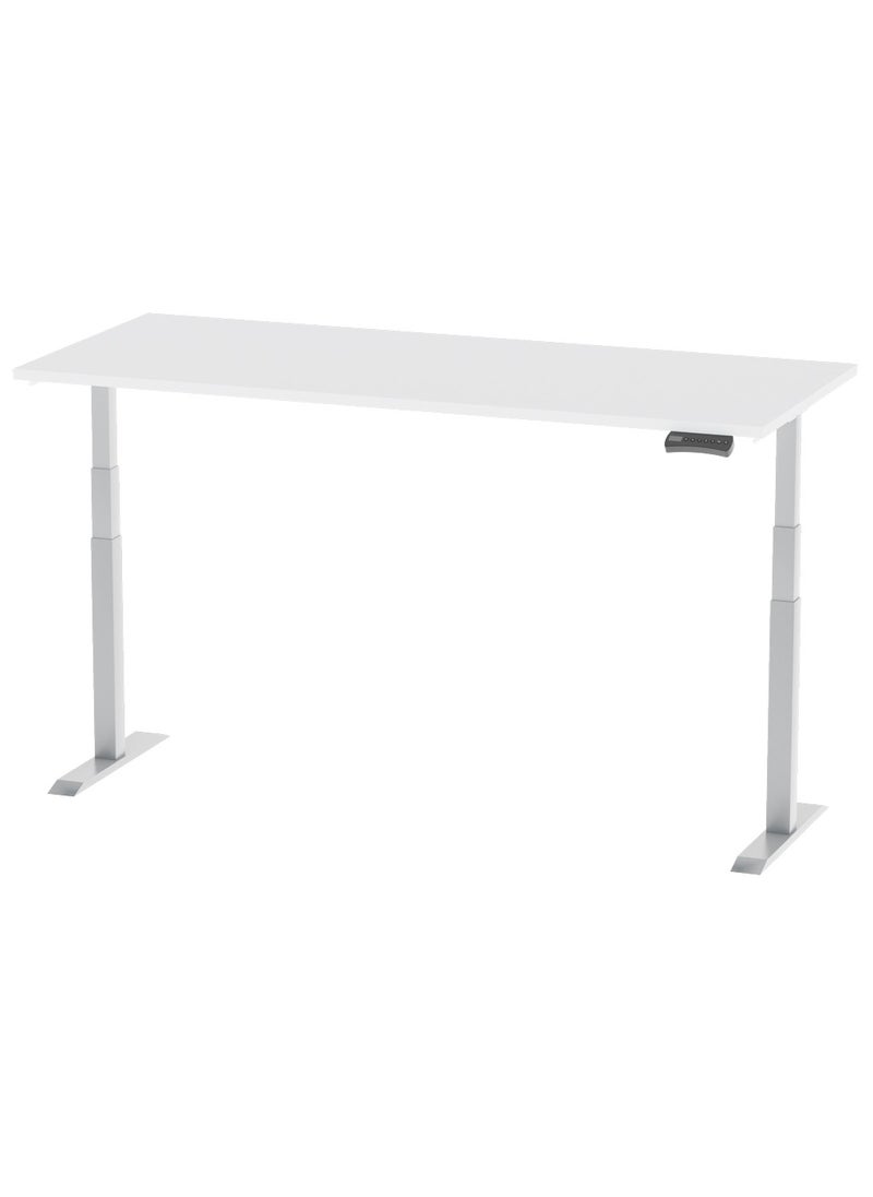 Flexispot - Flexispot Standing Desk Dual Motor 3 Stages Electric Stand Up Desk 140cmx75cm Height Adjustable Desk Home Office Desk White Frame + White Desktop - Image 1