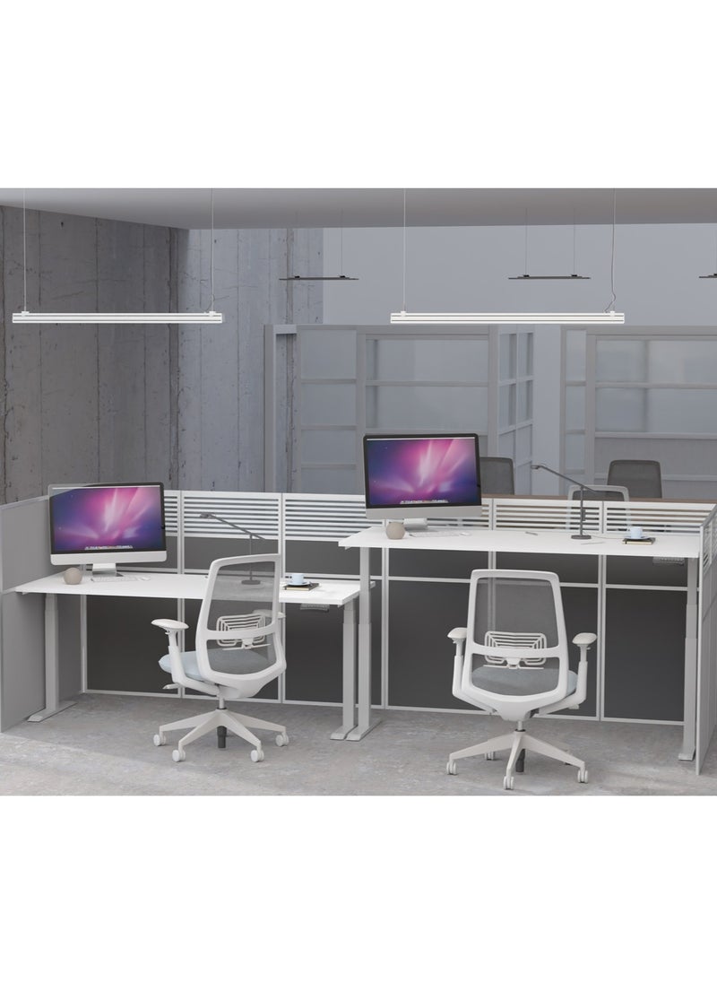Flexispot - Flexispot Standing Desk Dual Motor 3 Stages Electric Stand Up Desk 140cmx75cm Height Adjustable Desk Home Office Desk White Frame + White Desktop - Image 1