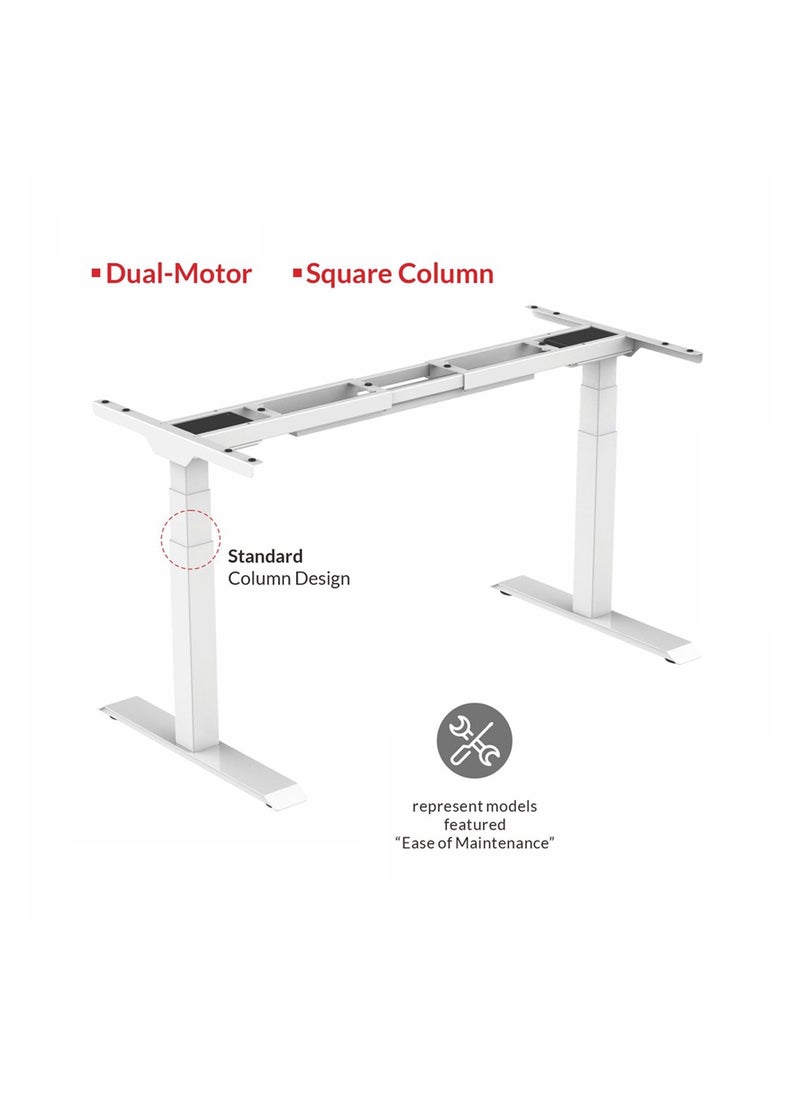 Flexispot - Flexispot Standing Desk Dual Motor 3 Stages Electric Stand Up Desk 140cmx75cm Height Adjustable Desk Home Office Desk White Frame + White Desktop - Image 1