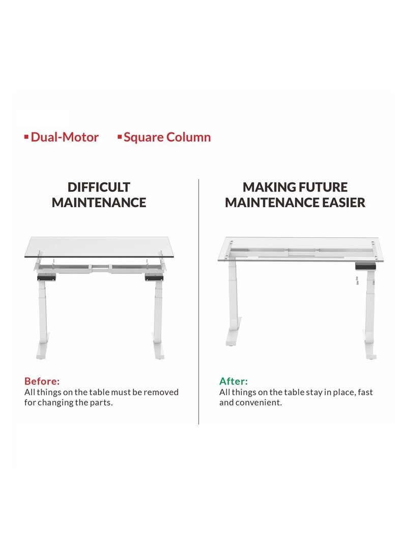 Flexispot - Flexispot Standing Desk Dual Motor 3 Stages Electric Stand Up Desk 140cmx75cm Height Adjustable Desk Home Office Desk White Frame + White Desktop - Image 1
