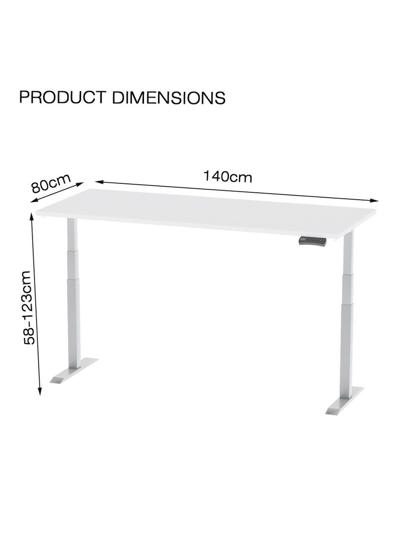 Flexispot - Flexispot Standing Desk Dual Motor 3 Stages Electric Stand Up Desk 140cmx75cm Height Adjustable Desk Home Office Desk White Frame + White Desktop - Image 1