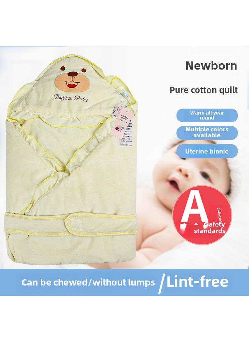 Generic Newborn Baby Fleece Swaddle Blanket Cartoon 338 yellow 