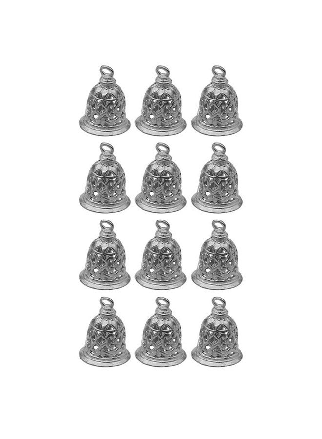 Bukela Mini Craft Bells Brass Silver Charms Pendants for Jewelry Making Bag Accessories Vintage Decor,12PCS (Silver, 1.5cm x 1.2cm) - Image 1