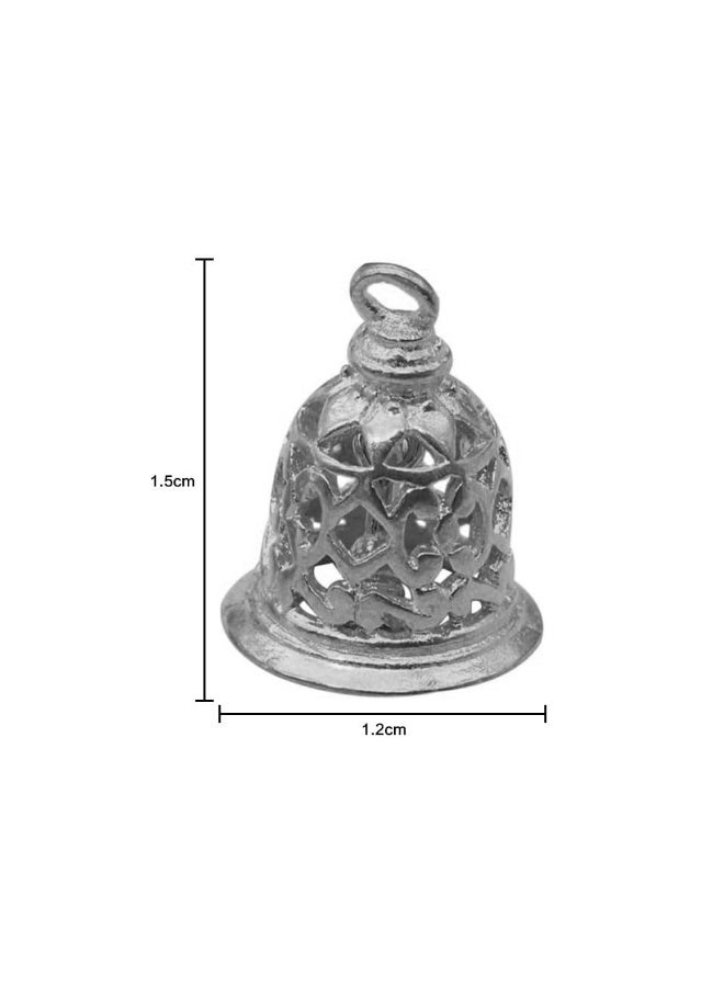 Bukela Mini Craft Bells Brass Silver Charms Pendants for Jewelry Making Bag Accessories Vintage Decor,12PCS (Silver, 1.5cm x 1.2cm) - Image 2