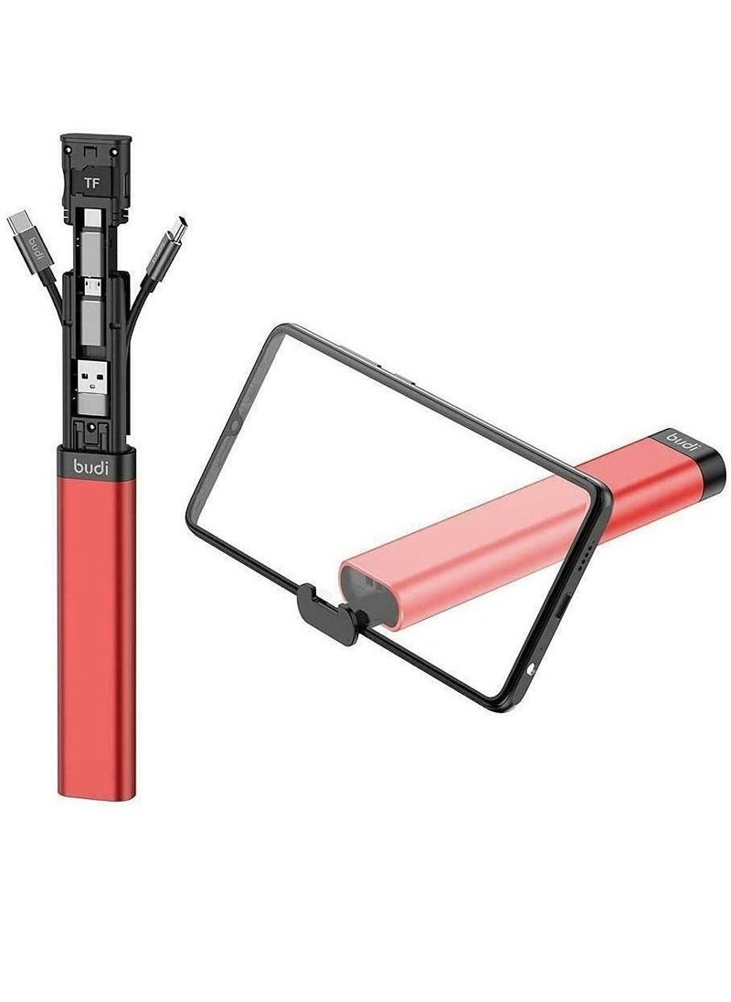 Budi 9-in-1 Essential Travel Charging & Data Sync Cable Stick - Red - Image 2