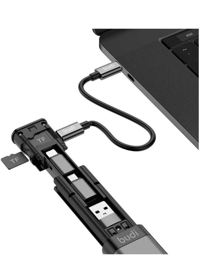 Budi 9-in-1 Essential Travel Charging & Data Sync Cable Stick - Red - Image 4