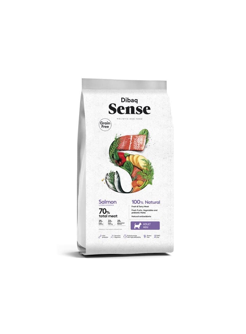 Dibaq Sense Adult Mini Salmon 70% Total Meat Hypoallergenic and 100% Natural Complete Food for Dogs Made with Fresh Fish (2KG) - Image 2