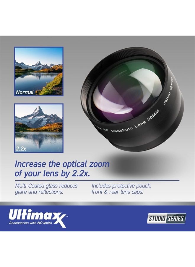 Ultimaxx 55MM Complete Lens Filter Accessory Kit with 55MM 2.2X Telephoto.43x Wide Angle/Macro Lenses, and More Designed for Nikon D3400 D3500 D5500 D5600 Camera with Nikon AF-P DX 18-55mm Lens - Image 2