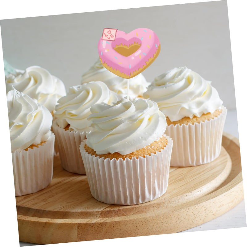 24 Pcs Donut Cupcake Toppers Cream Picks for Birthday Cake Decorations - Image 4