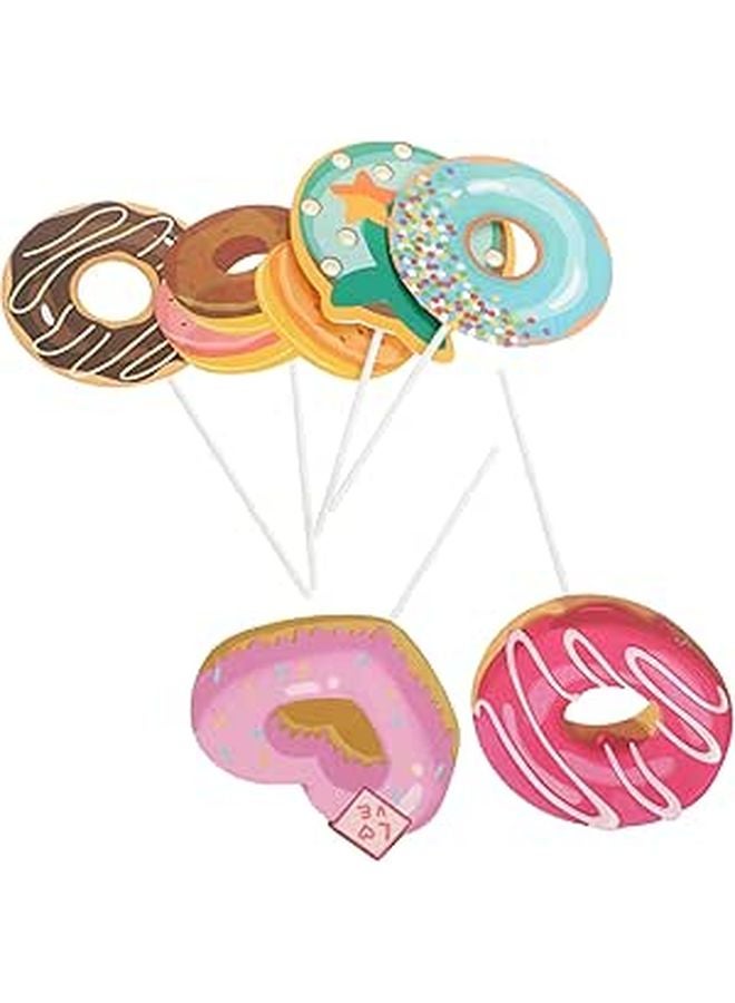 24 Pcs Donut Cupcake Toppers Cream Picks for Birthday Cake Decorations - Image 1