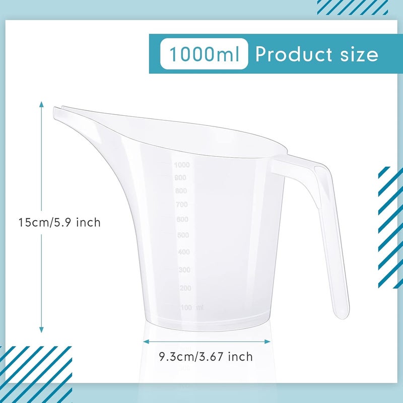 Konohan 12 Pack Measuring Funnel Pitcher 35 oz Plastic Easy Pour Measuring Cup with Spout Candle Pouring Pitcher with Handle Soap Mixing Container for Bakeware Mold Cake Making Oil - Image 2