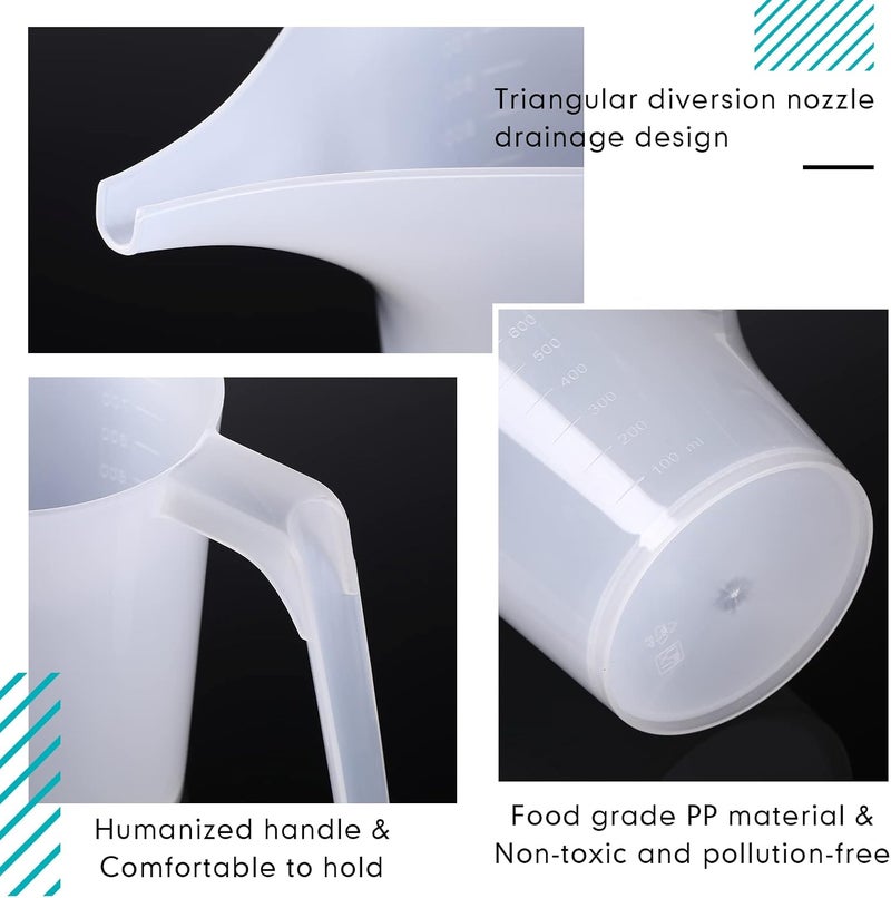 Konohan 12 Pack Measuring Funnel Pitcher 35 oz Plastic Easy Pour Measuring Cup with Spout Candle Pouring Pitcher with Handle Soap Mixing Container for Bakeware Mold Cake Making Oil - Image 4