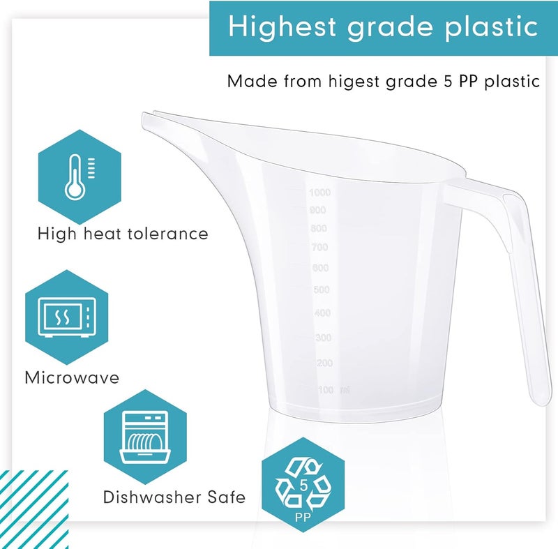 Konohan 12 Pack Measuring Funnel Pitcher 35 oz Plastic Easy Pour Measuring Cup with Spout Candle Pouring Pitcher with Handle Soap Mixing Container for Bakeware Mold Cake Making Oil - Image 3