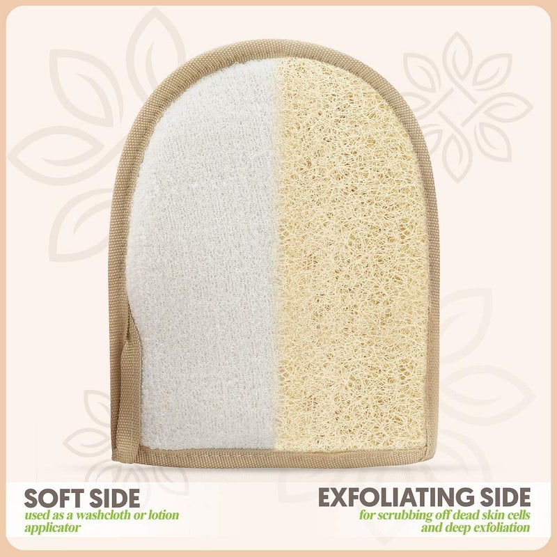 ALMOONI Premium Exfoliating Loofah Glove Pad Body Scrubber. Our Mitt Gloves are Made of Natural Egyptian Shower Loufa Sponge That Gets You Clean, Not Just Spreading Soap (2 Pack) - Image 4