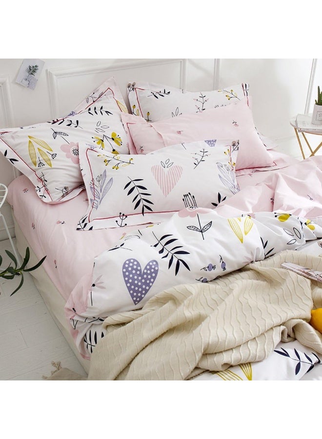HIGHBUY 100% Cotton Floral Print Pillowcases Set (2pcs, 20"×26") Kids Girls Queen Decorative Pillow Cover Cotton Full Pillow Shams Set of 2, Standard, Envelope Closure  - Image 3