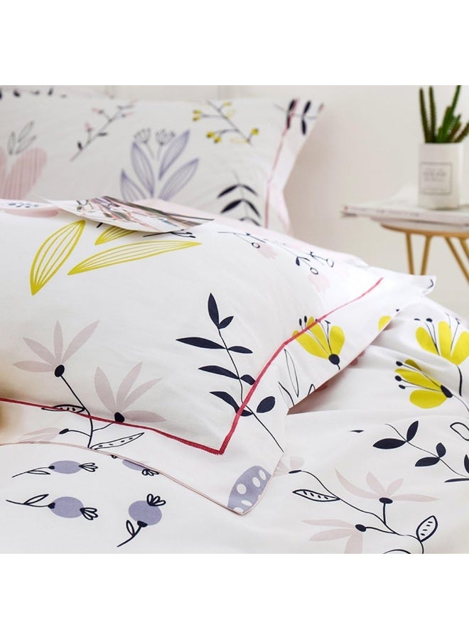 HIGHBUY 100% Cotton Floral Print Pillowcases Set (2pcs, 20"×26") Kids Girls Queen Decorative Pillow Cover Cotton Full Pillow Shams Set of 2, Standard, Envelope Closure  - Image 4