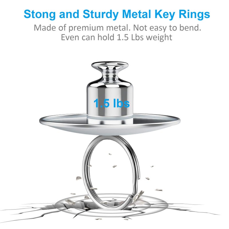 YHYZ YHYZ Split Key Ring Circle Assorted, Metal Round Keyring Durable in 5 Sizes (Small 1/2 inch, 3/4 inch,1 inch, 1.25 inch, Large 1.38 inch), for Dog Pet Collar DIY Tag Jewelry Car Key (Round)  - Image 5