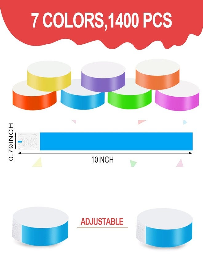 REHALY 1400 Packs Paper Wristbands for Events, 7 Colors Waterproof Neon Party Wristbands Armband Paper Bracelets Identification Wristbands for Concert Club Bar Entrance Admission Party - Image 2