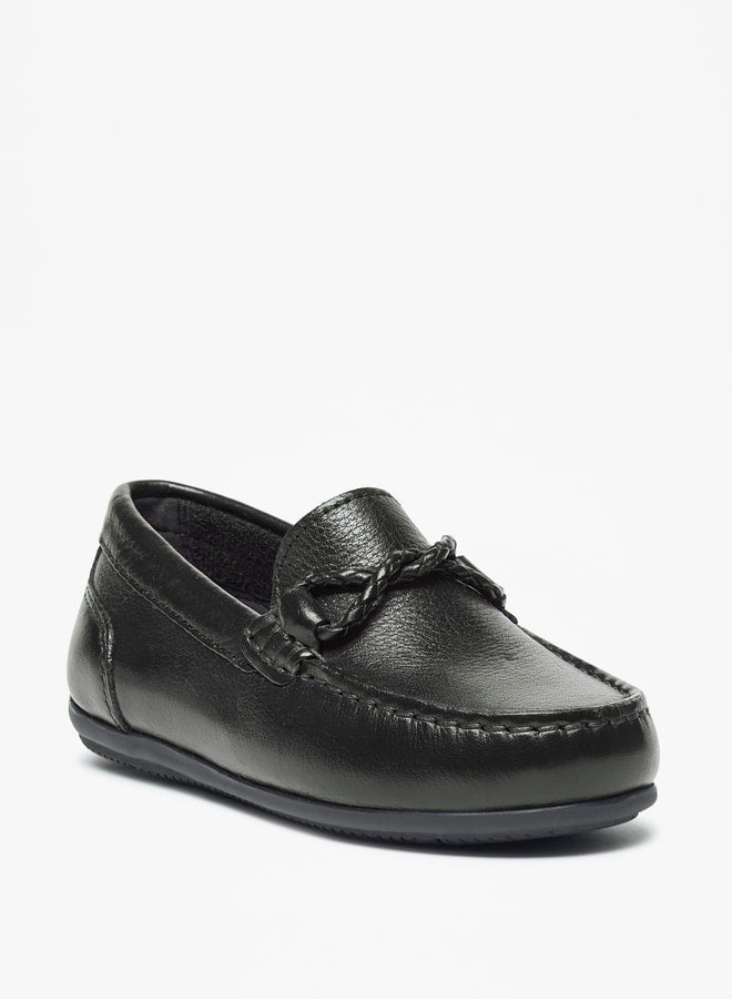 Mister Duchini Solid Slip-On Loafers with Textured Trim - Image 3