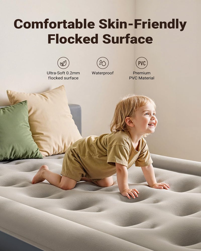iDOO Twin Air Mattress with Built in Pump, 18" Raised Compact Blow up Mattress, Inflatable Mattress for Camping Guest Home, Portable Travel Air Bed, 2-Min Quick Inflation Deflation, Colchon inflable - Image 2