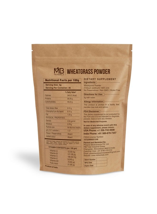 MB Herbals Wheatgrass Powder 8 oz (0.5 lb) | Gluten Free | Organically Cultivated | Lab Tested | No Preservatives - Image 2