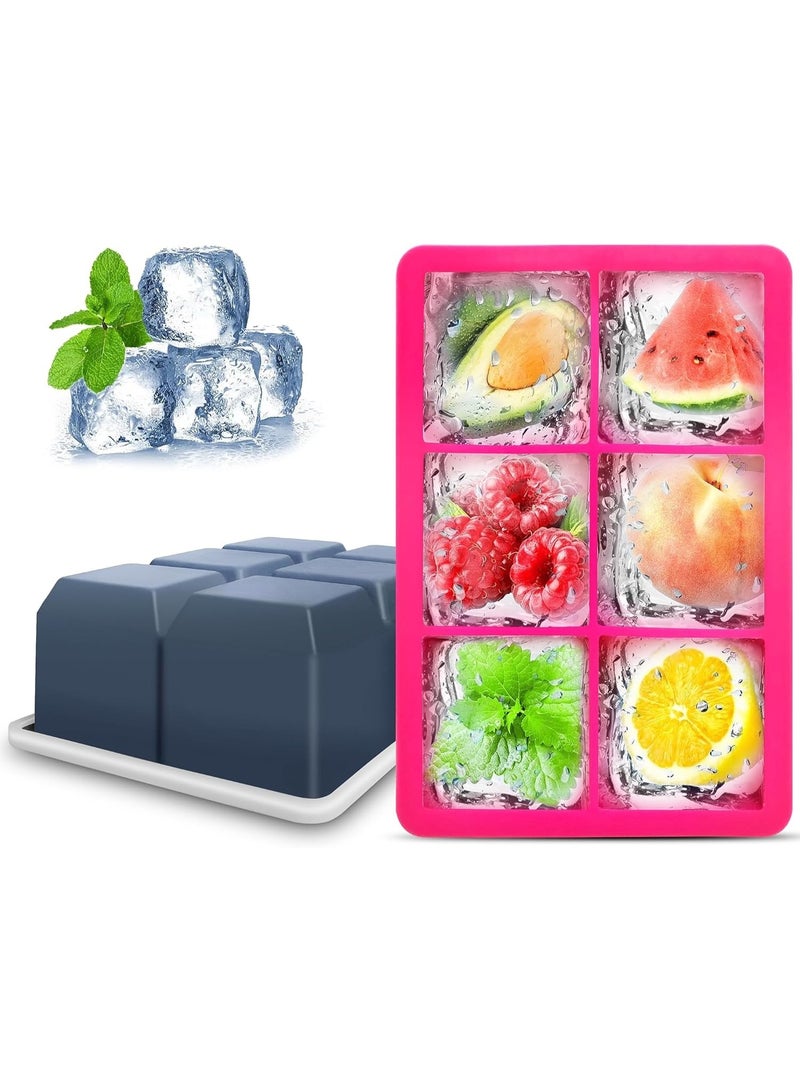 Silicone Ice Cube Trays Set of 3 Large Square Ice Molds with Lid Stackable Flexible BPA Free for Cocktail Whiskey Drinks - Image 2