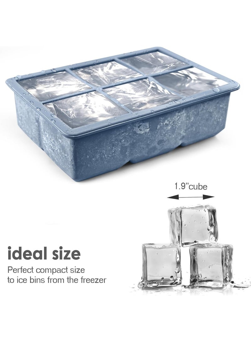Silicone Ice Cube Trays Set of 3 Large Square Ice Molds with Lid Stackable Flexible BPA Free for Cocktail Whiskey Drinks - Image 3