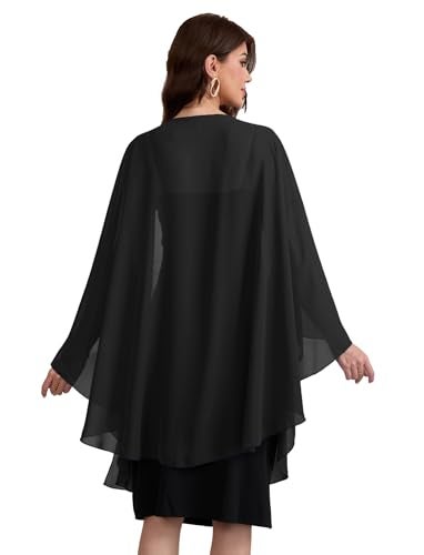 Baoqiya Chiffon Shawls and Wraps Wedding Party Shawl Scarf for Women Bridal Evening Dress on Special Occasion Dresses (Black) - Image 5