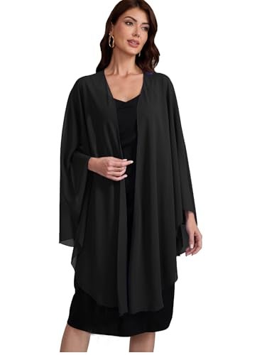 Baoqiya Chiffon Shawls and Wraps Wedding Party Shawl Scarf for Women Bridal Evening Dress on Special Occasion Dresses (Black) - Image 3