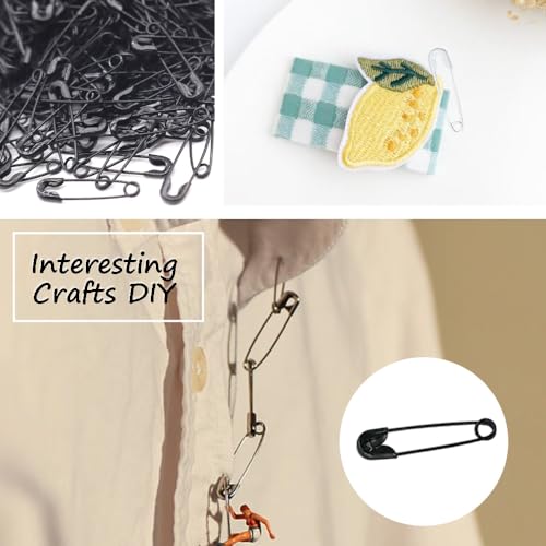 Ruidee 500 Pieces Safety Pins 20mm Small Sewing Pins Metal Mini Safety Pins for Home Office Art Craft Jewelry Making (XBZ/Black) - Image 4