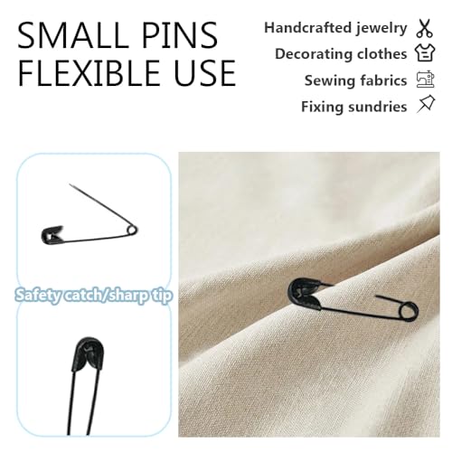 Ruidee 500 Pieces Safety Pins 20mm Small Sewing Pins Metal Mini Safety Pins for Home Office Art Craft Jewelry Making (XBZ/Black) - Image 3