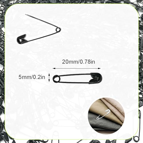 Ruidee 500 Pieces Safety Pins 20mm Small Sewing Pins Metal Mini Safety Pins for Home Office Art Craft Jewelry Making (XBZ/Black) - Image 2