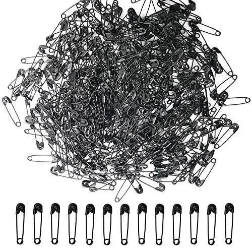 Ruidee 500 Pieces Safety Pins 20mm Small Sewing Pins Metal Mini Safety Pins for Home Office Art Craft Jewelry Making (XBZ/Black) - Image 1